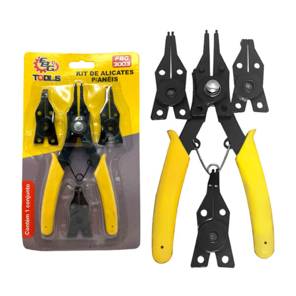 Kit Alicate Encaixe 4 Pontas para Aneis Interno Externo
