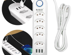 Extensão de Tomadas [5 Tomadas + 3 USB]