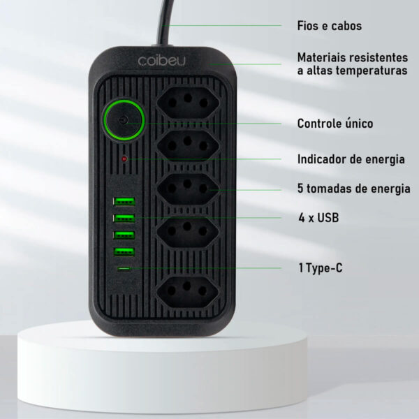 Extensão de Tomadas [5 Tomadas + 5 USB] - Imagem 5
