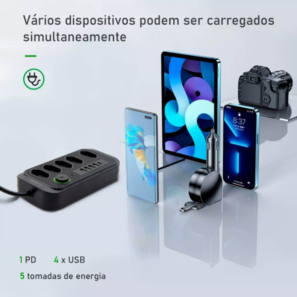 Extensão de Tomadas [5 Tomadas + 5 USB] - Imagem 2
