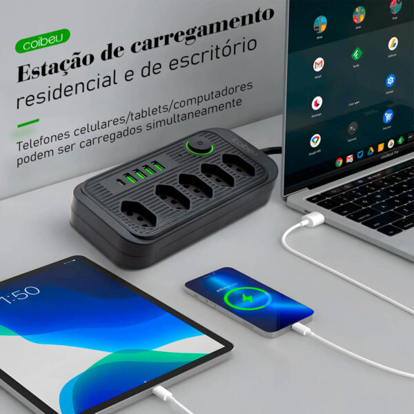 Extensão de Tomadas [5 Tomadas + 5 USB] - Imagem 3