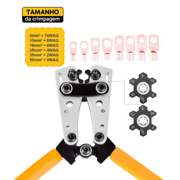 Kit Alicate Crimpador Terminal + Terminais de Cobre - Imagem 2