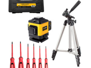 Kit Nível a Laser Profissional 3D com Tripé [12 Linhas] + Chave Isolada