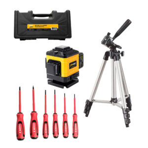 Kit Nível a Laser Profissional 3D com Tripé [12 Linhas] + Chave Isolada