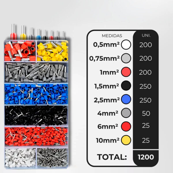 Kit Alicate Crimpar Descascador 1200 Terminais Ilhós Tubular - Imagem 4