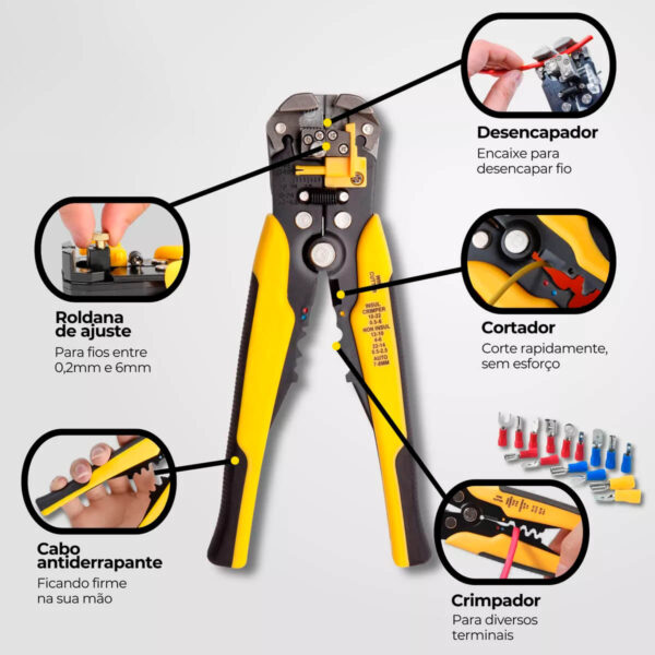 Kit Alicate Crimpar Descascador 1200 Terminais Ilhós Tubular - Imagem 5