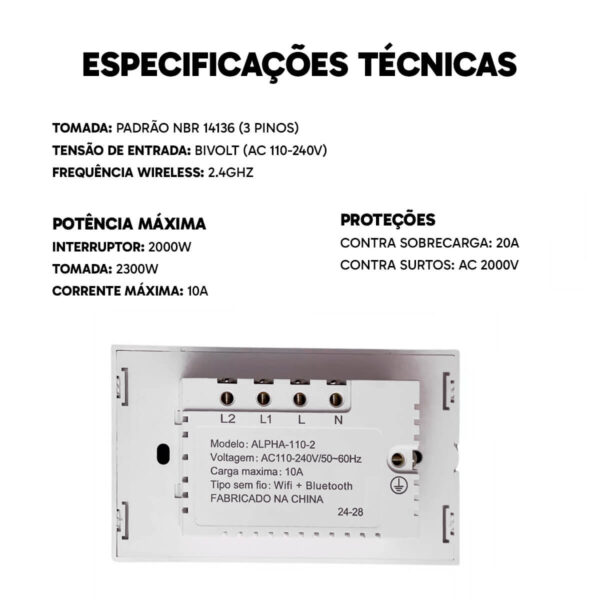 Interruptor Inteligente Tomada 2 Botões - Imagem 3