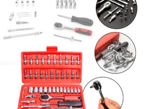 Kit Chave Catraca 46 Peças com Soquetes e Chaves Allen Profissional