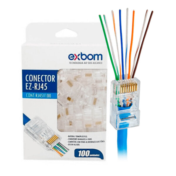 Conector Vazado RJ45 [100 Un.]