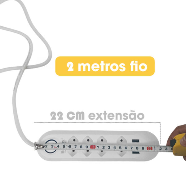 Extensão de Tomadas [4 Tomadas + 3 USB] - Imagem 6