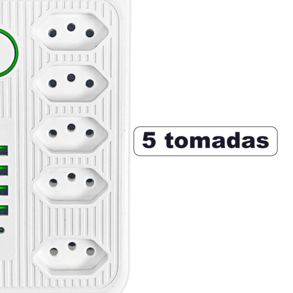 Extensão de Tomadas [5 Tomadas + 5 USB] - Imagem 6