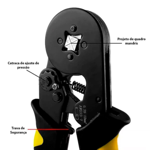 Alicate Ferramenta Crimpagem 0,25 10mm² Terminais de Ilhós - Imagem 6