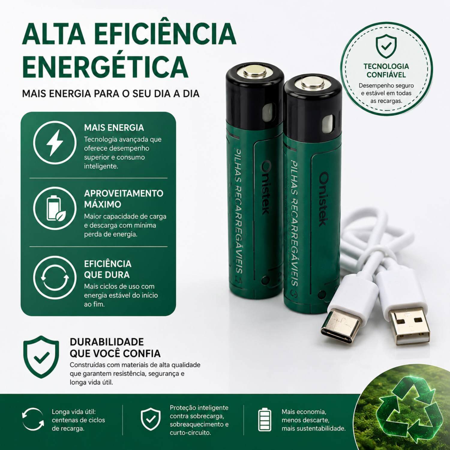 Kit 2 Pilhas AA Recarregável USB Tipo C - Imagem 8