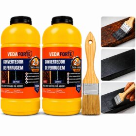Kit Convertedor De Ferrugem 2 Unidades 500ml Com Pincel 2 Pol Trata E Protege