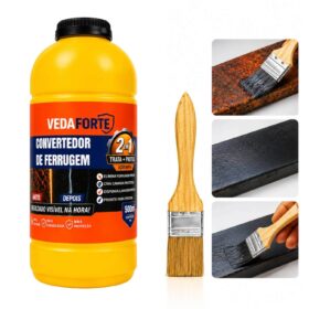 Kit Convertedor de Ferrugem 500ml + Pincel 2 Polegadas Profissional