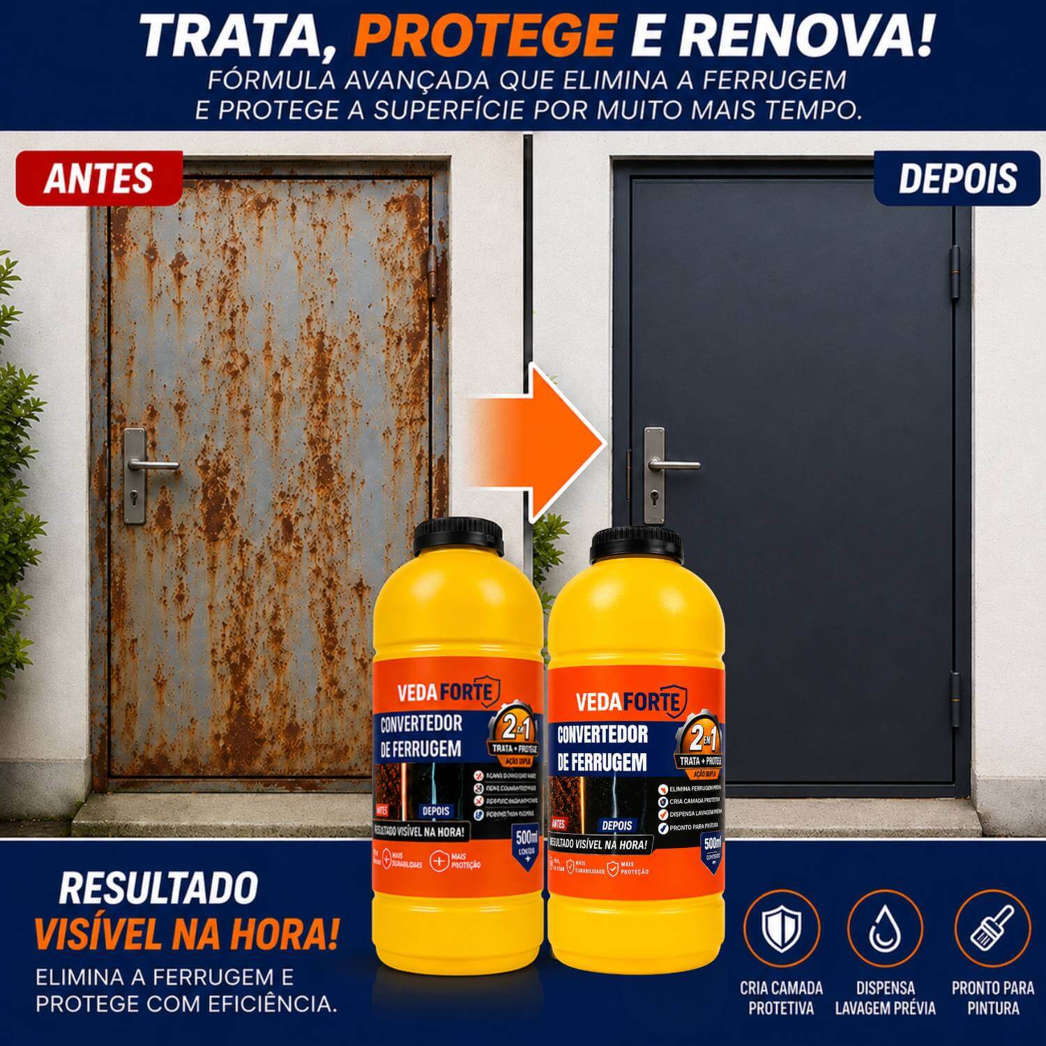 Kit Convertedor de Ferrugem 500ml + Pincel 2 Polegadas Profissional - Imagem 6