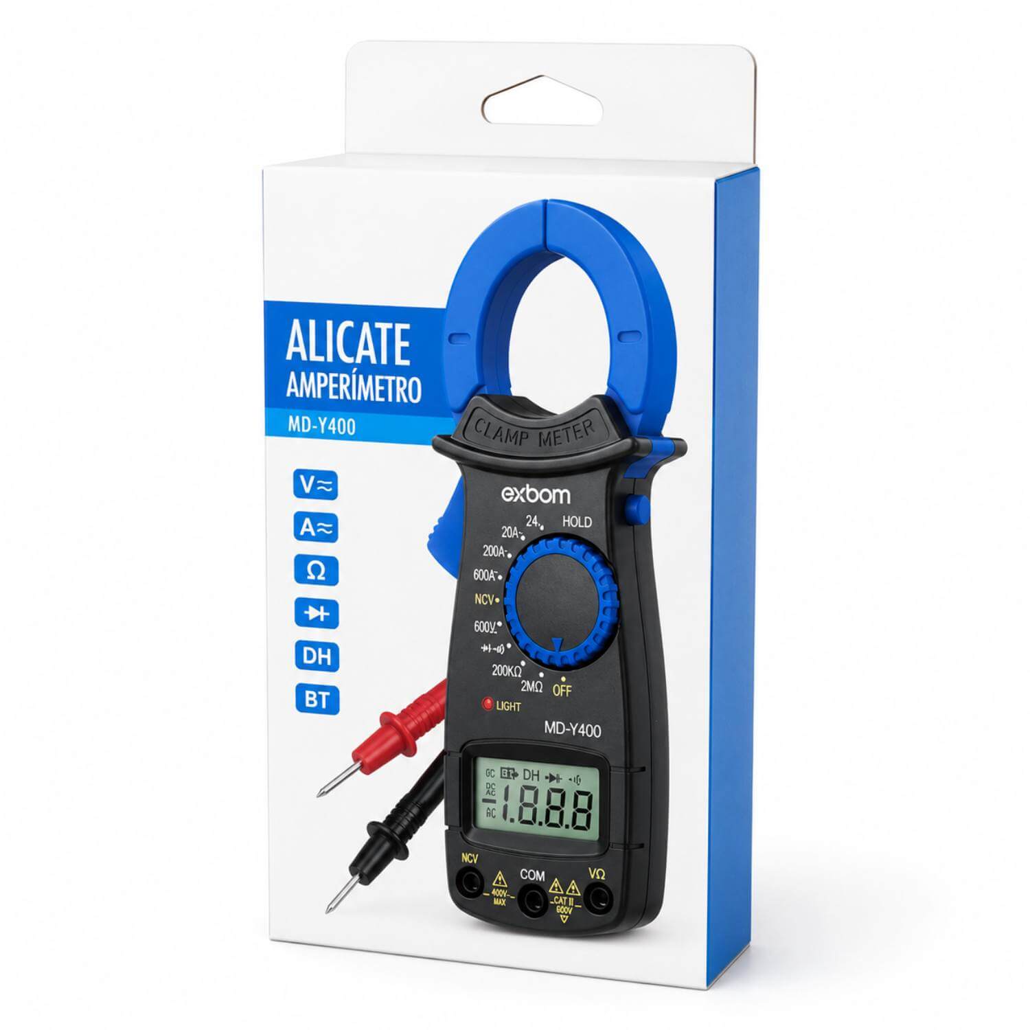 Alicate Amperímetro Digital Multiteste Tela Lcd Md-y400 200a - Imagem 4
