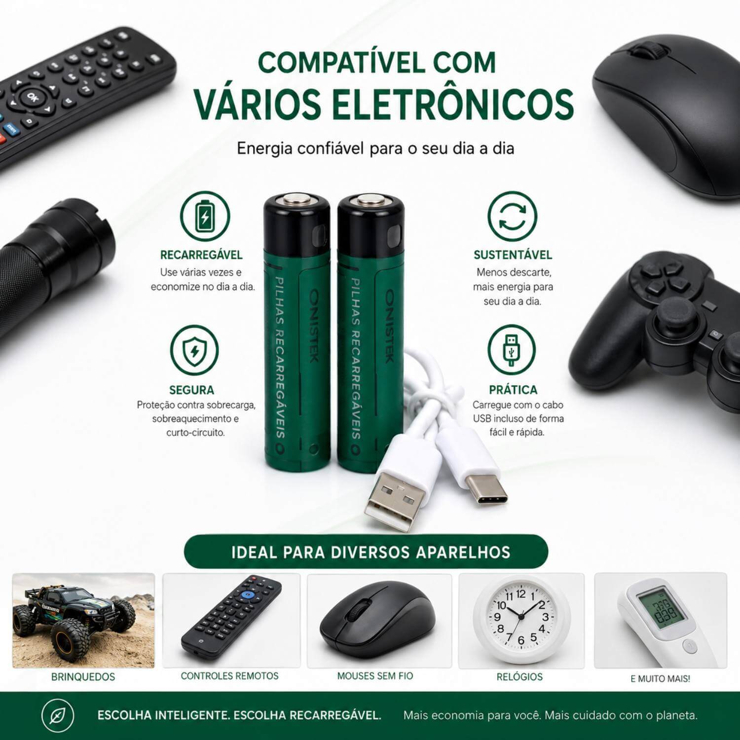 Kit 2 Pilhas AA Recarregável USB Tipo C - Imagem 9