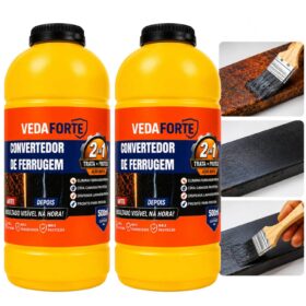 Kit 2 Convertedor De Ferrugem 500ml Veda Forte Tratamento E Proteção 2 Em 1